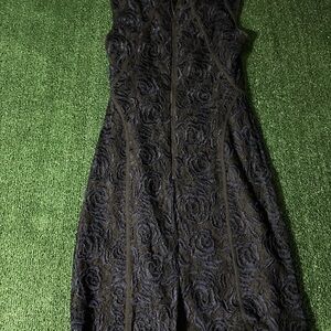 Ann Taylor Black Floral Lace Midi Dress